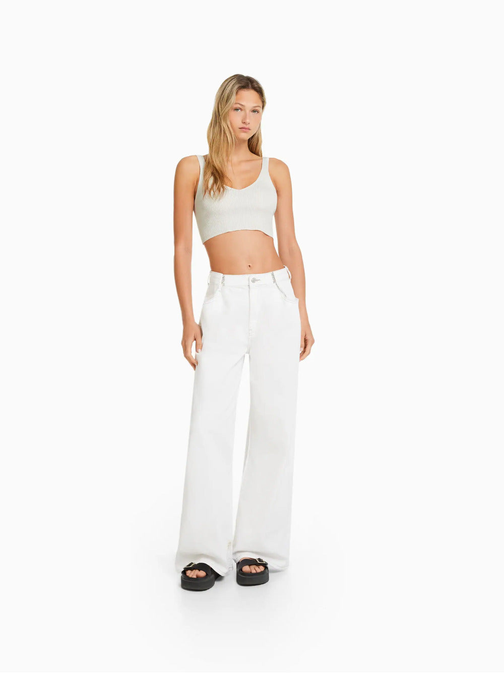 Ribbed knit V-neck top