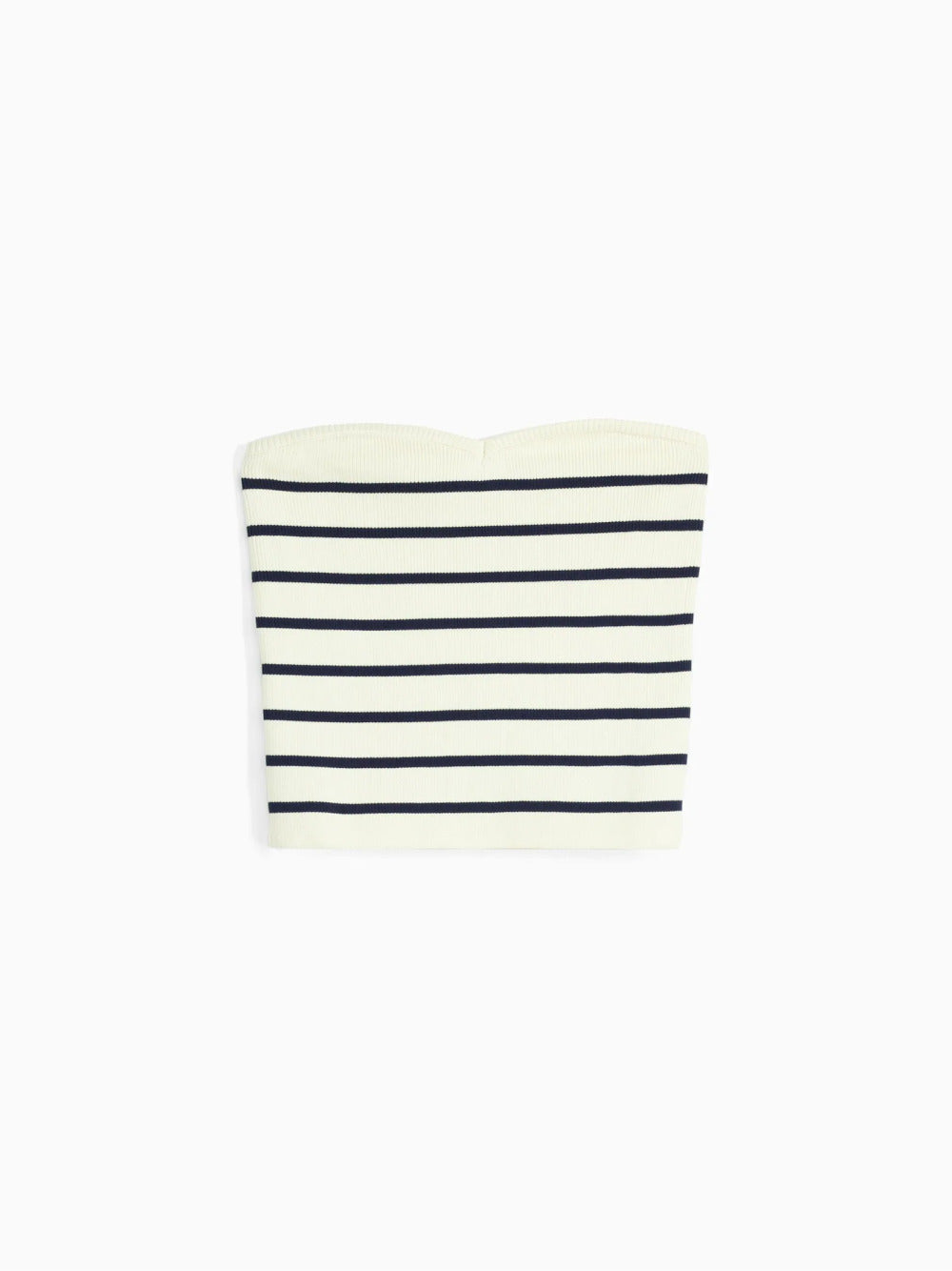 Striped knit bandeau crop top