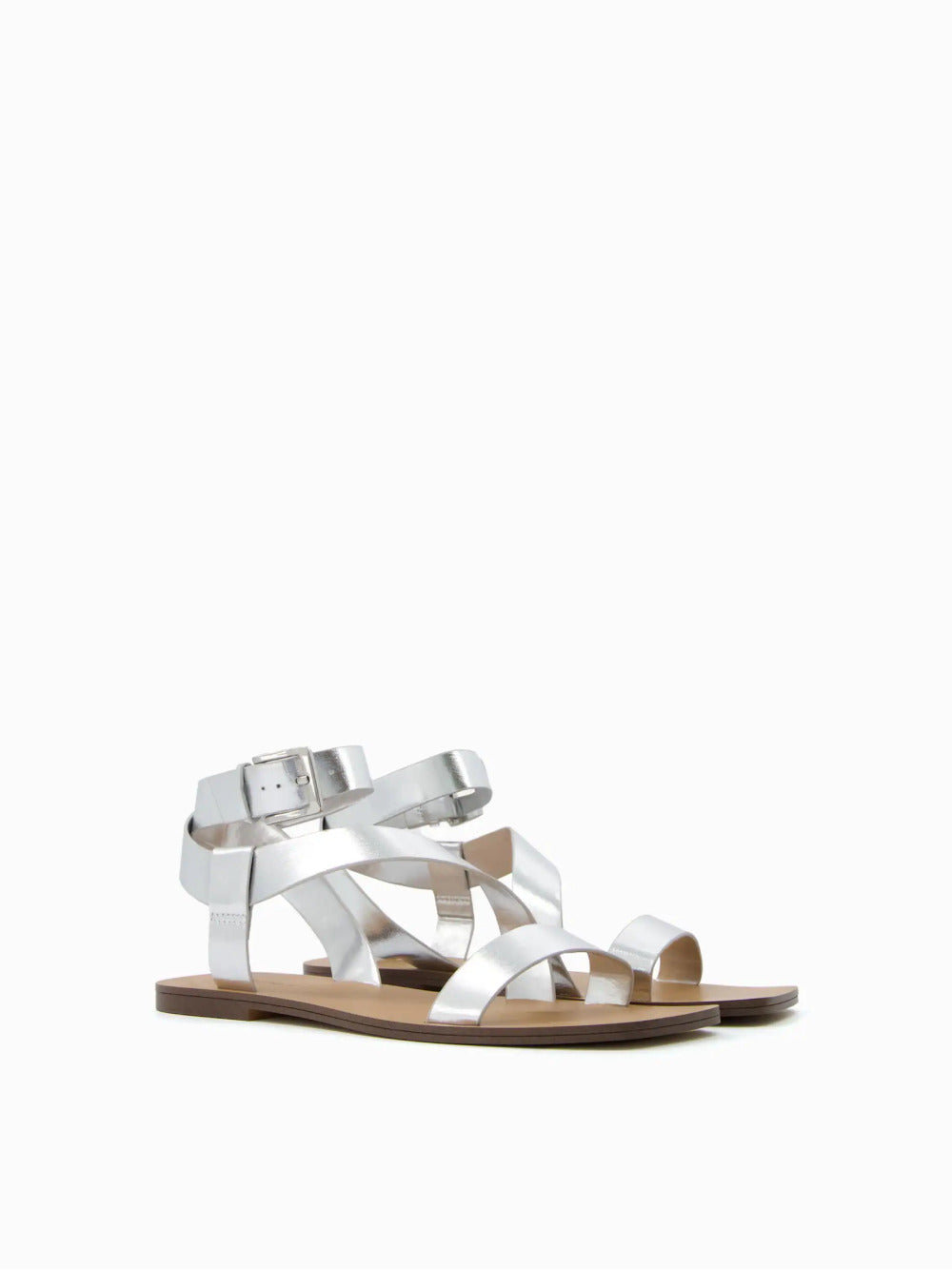 Flat sandals with ankle strap